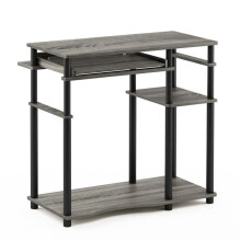 Furinno 17097GYW-BK Abbott Computer Desk with Bookshelf, French Oak Grey & Black