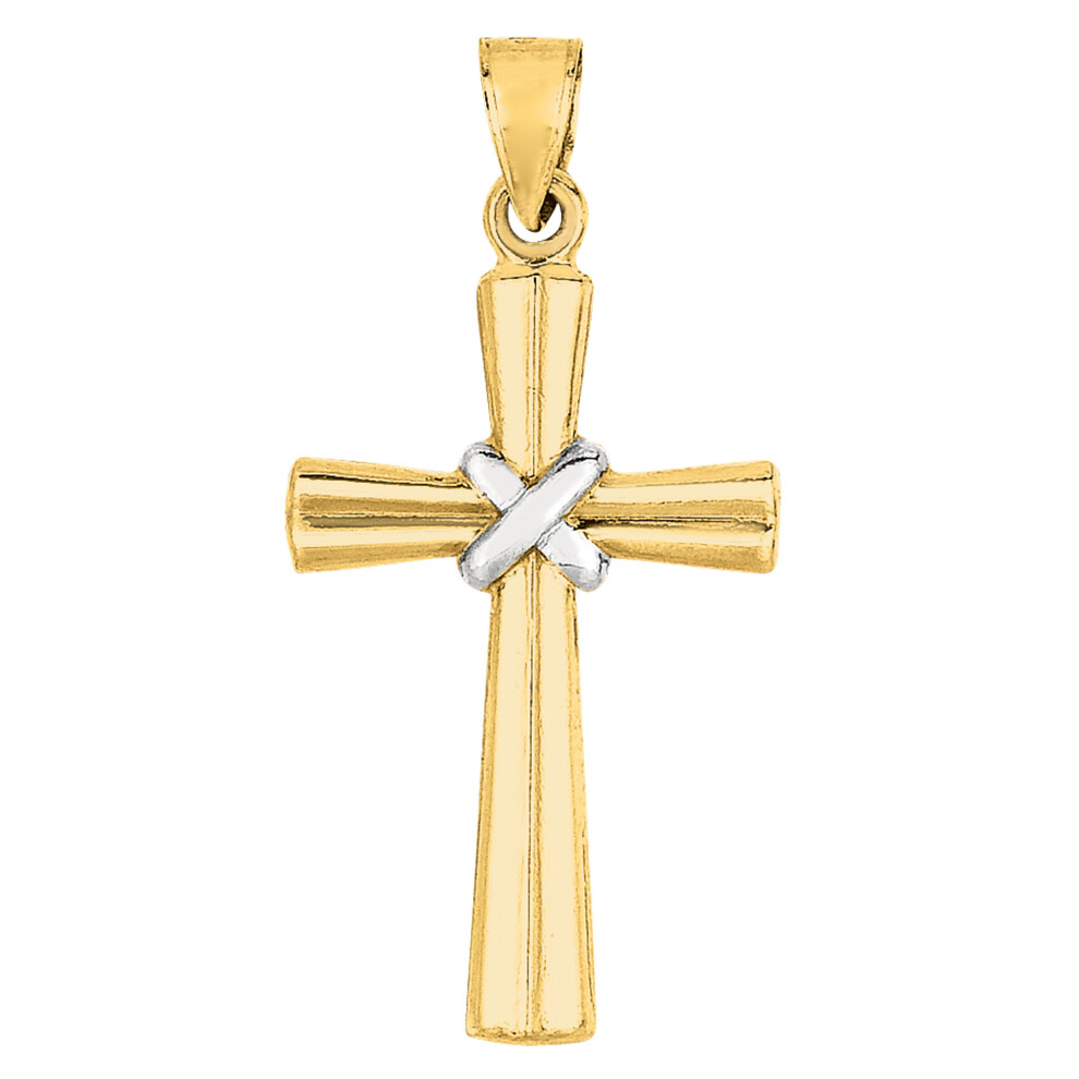 14k 2 Tone Gold Shiny Finish Cross Pendant-image-OPC-PTNGNX-NEW