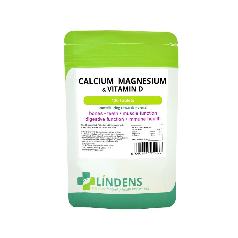 Calcium Magnesium & Vitamin D 120 Tablets Quality Natural Supplement 100% RDA