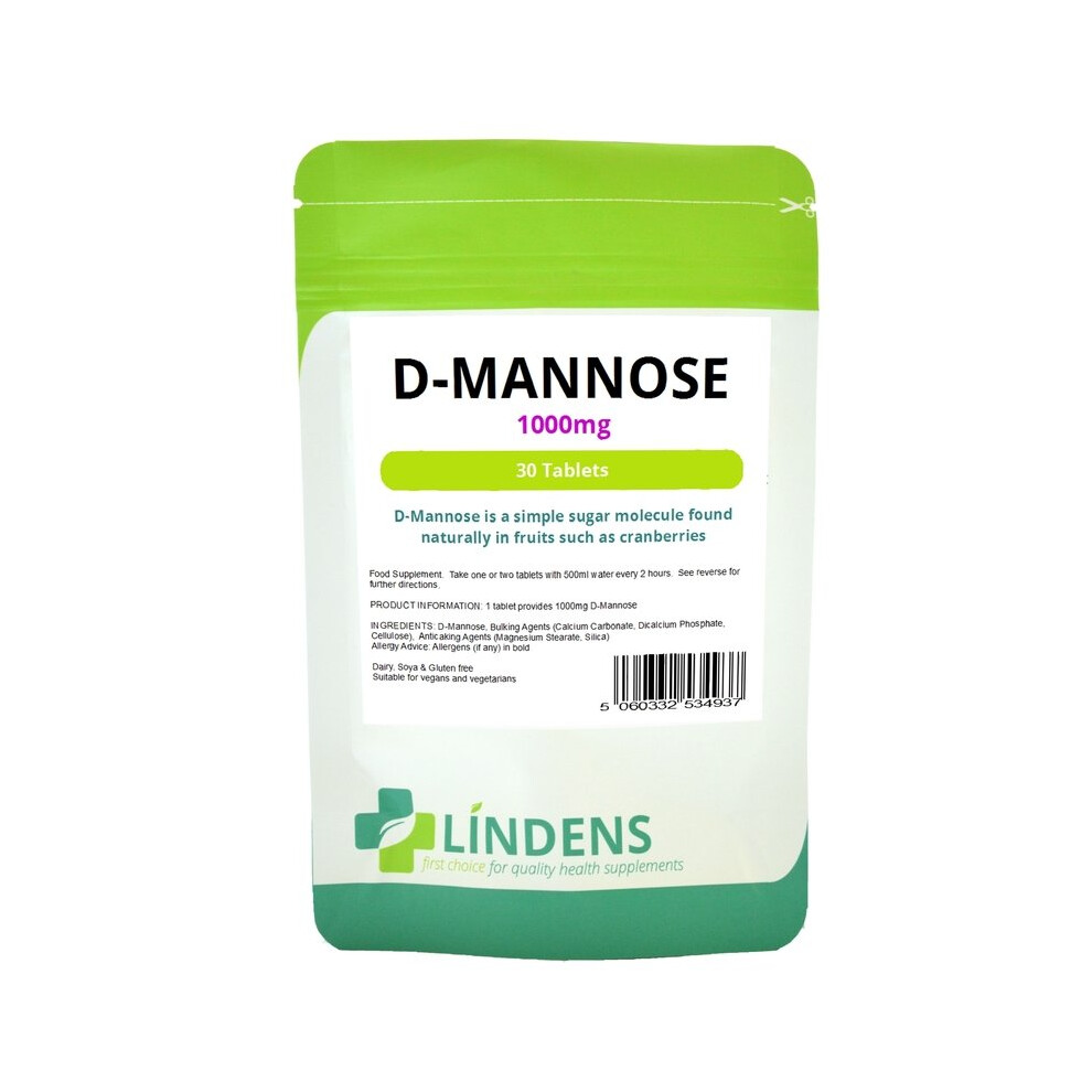 Lindens D-Mannose D Mannose 1000mg 30 Tablets dMannose Best Quality Supplement