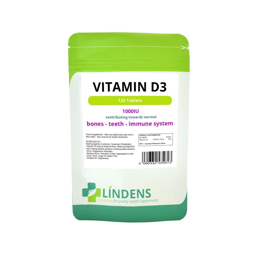 Lindens Vitamin D3 1000iu 120 Capsules D 3 D-3 High Quality Supplement