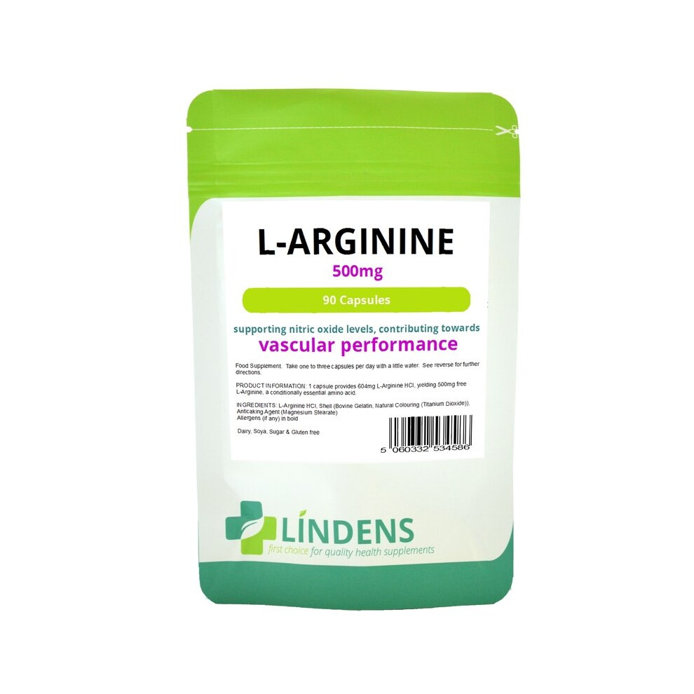 Lindens L-Arginine 500mg 90 Argi Capsules L Arginine Nitric Oxide