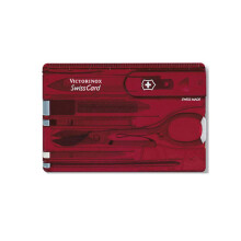 Zakmes - VICTORINOX - SwissCard 0.7100.T - Transparant Rood - 10 ingenieuze functies