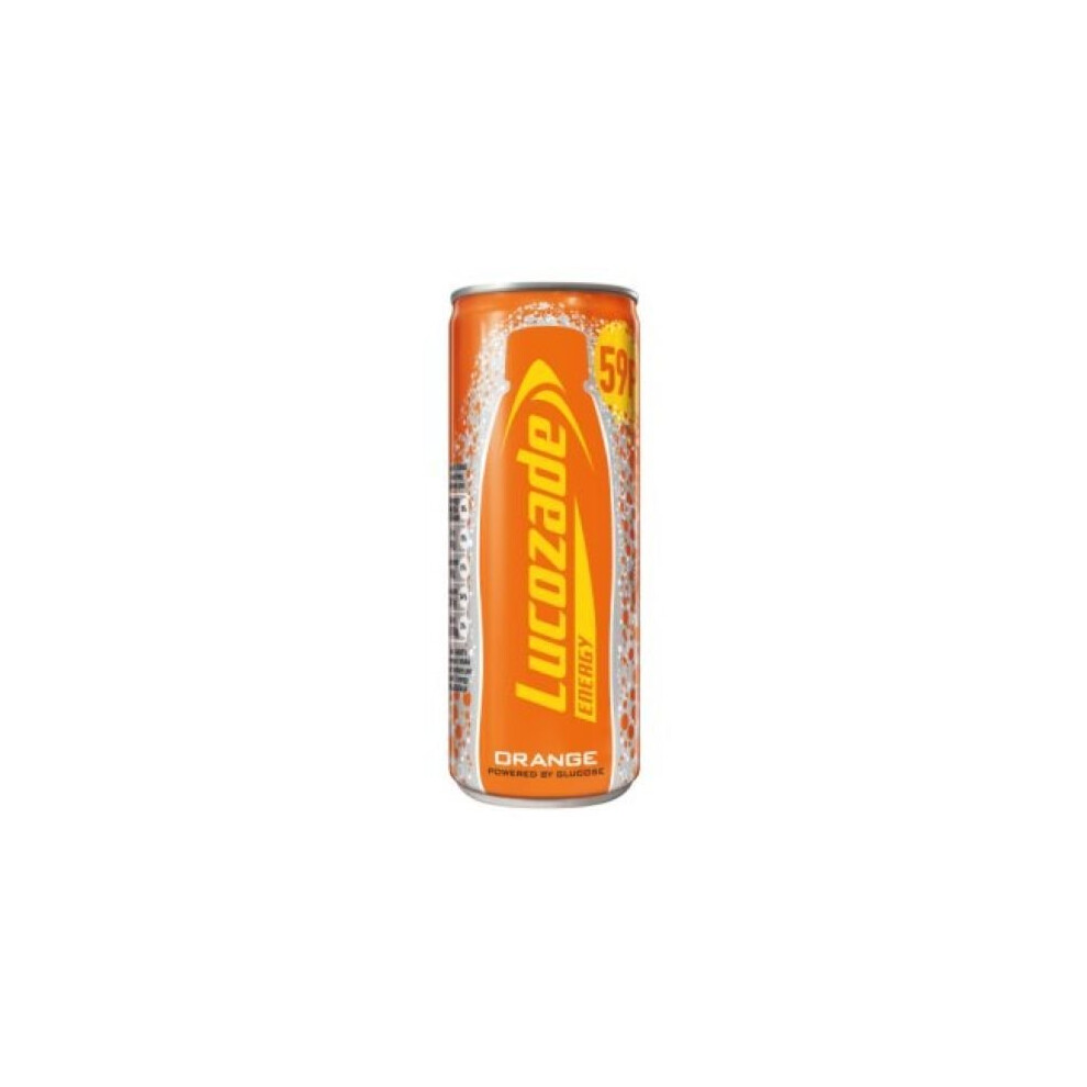 Lucozade Orange Can Case of 24 x 250ml Sparkling Orange Glucose Drink