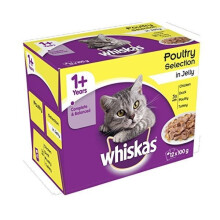 Whiskas 1+ Cat Pouch Poultry In Jelly 12Pk (4 x 12X100)
