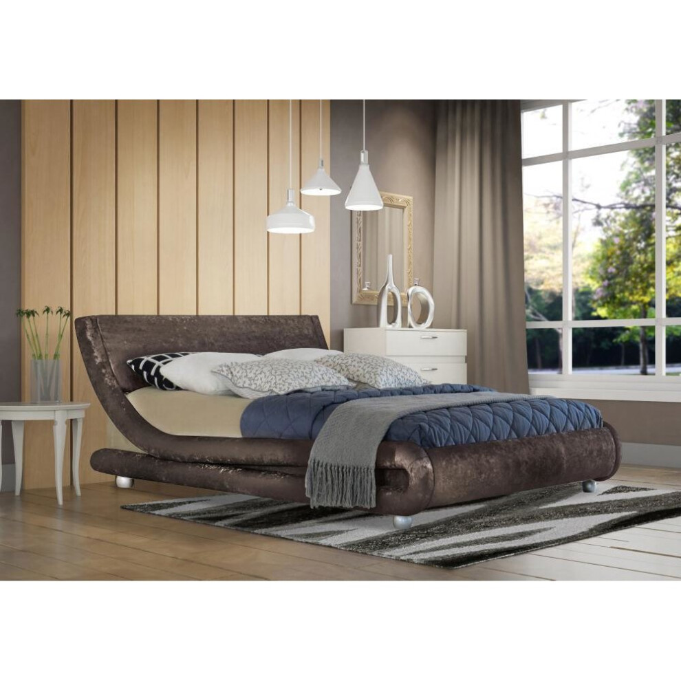Comfy Living (5Ft Kingsize, ) Grayson Crushed Velvet Bed Frame Brown