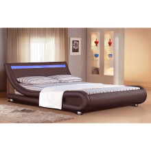 (5ft Kingsize, Chocolate) Chase LED Faux Leather Bed Frame