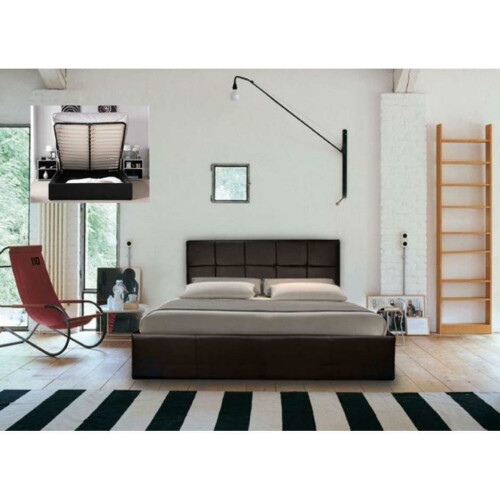 Comfy Living (3ft Single, Brown) Ezra Faux Leather Ottoman Storage Bed
