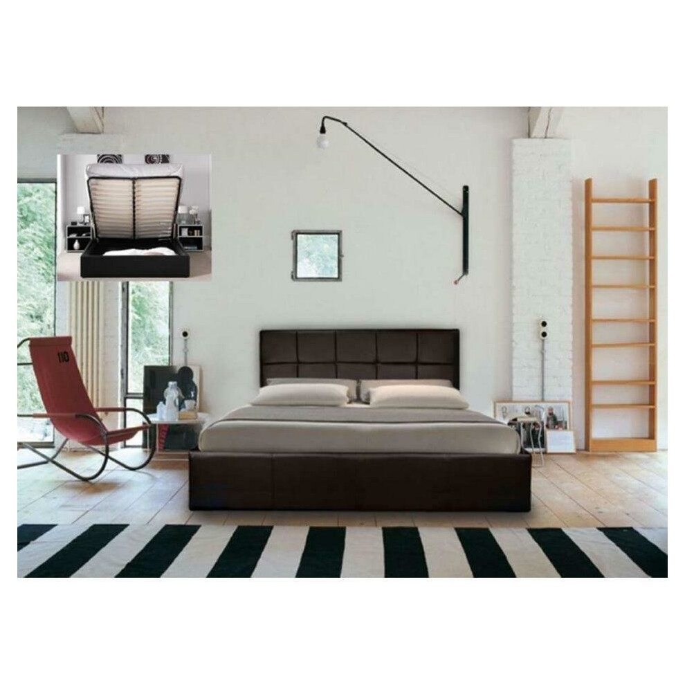 Comfy Living (3Ft Single, ) Ezra Faux Leather Ottoman Storage Bed Brown