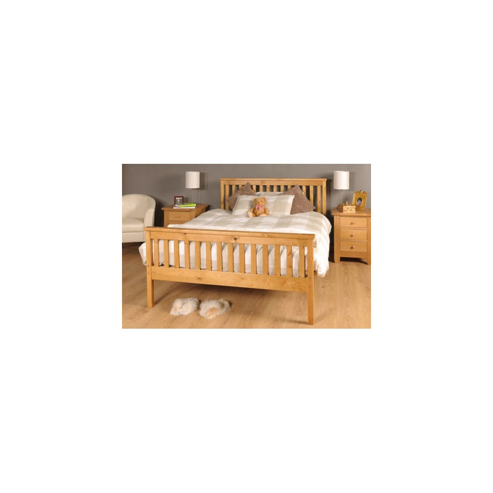 (4ft6 Double, Caramel) Comfy Living 'Talsi' Wooden Bed Frame