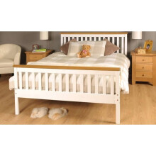 (5ft Kingsize, Caramel Bar) Comfy Living &#039;Talsi&#039; Wooden Bed Frame