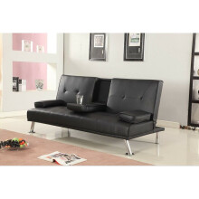 (Black) Yamba Faux Leather Sofa Bed