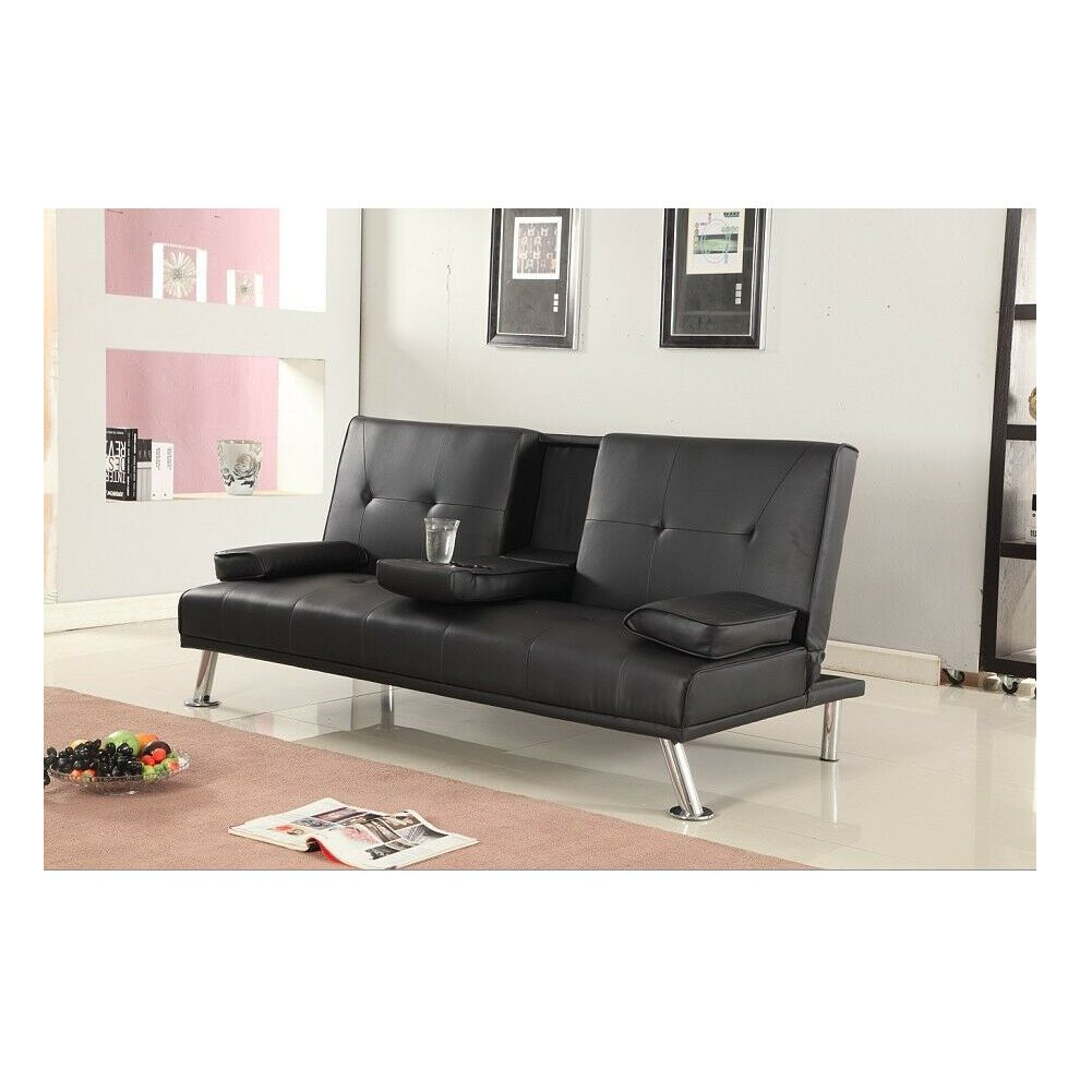 Comfy Living (Black) Yamba Faux Leather Sofa Bed Black