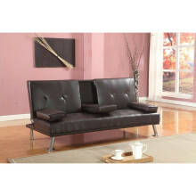 (Brown) Yamba Faux Leather Sofa Bed