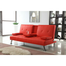 (Red) Yamba Faux Leather Sofa Bed