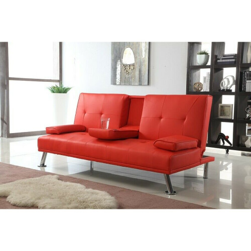 Comfy Living (Red) Yamba Faux Leather Sofa Bed