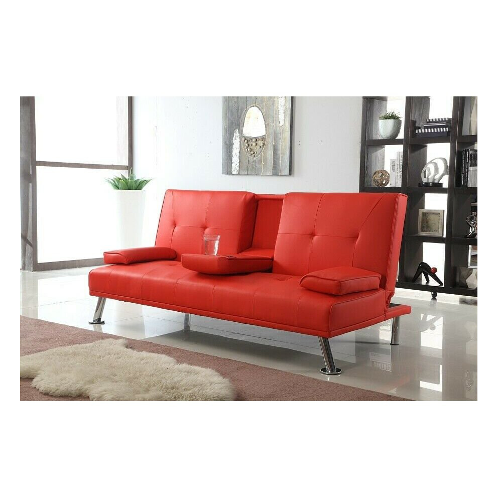 Comfy Living (Red) Yamba Faux Leather Sofa Bed Red