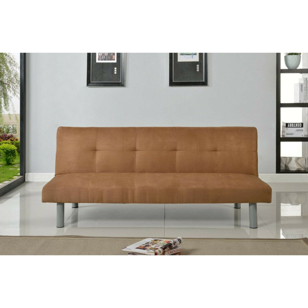 Comfy Living (Cinnamon) Byron Faux Suede Sofa Bed Brown