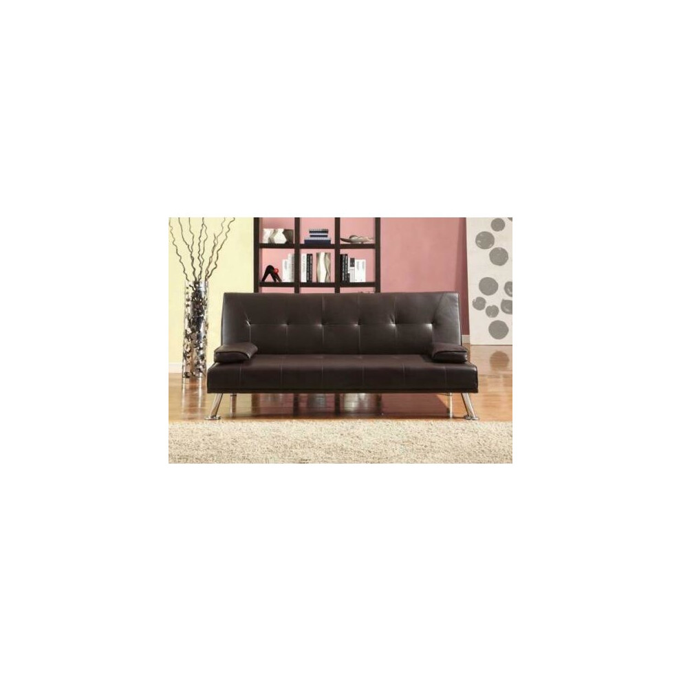 (Brown) Comfy Living Cairns Italian-Style Faux Leather Sofa Bed