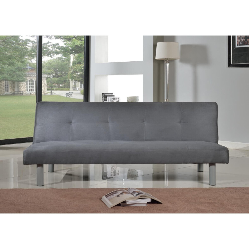 (Grey) Byron Faux Suede Sofa Bed