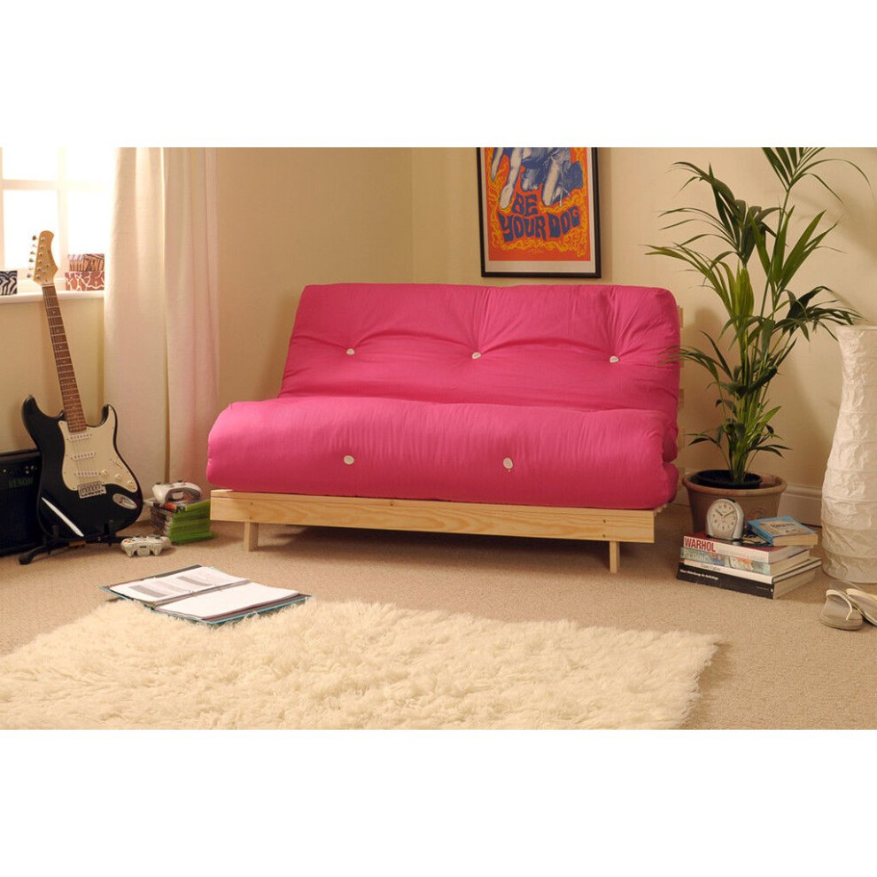 (Pink, 4ft Small Double) Ayr Luxury Futon Set