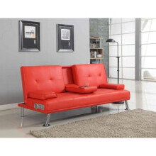 (Red) Noosa Faux Leather Bluetooth Sofa Bed
