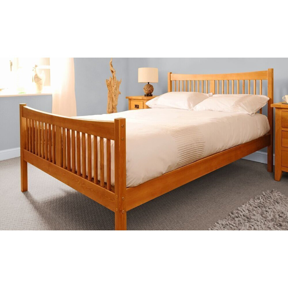 (3ft Single, Caramel) Balvi Wooden Bed Frame