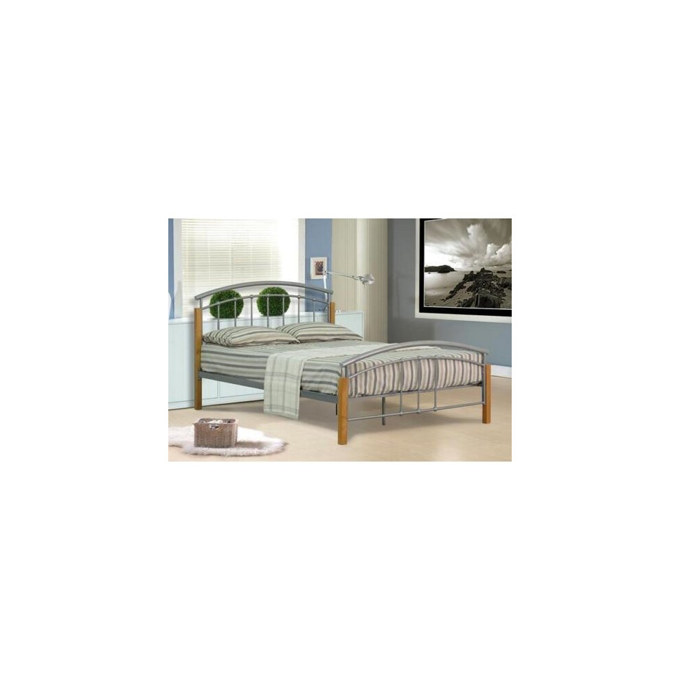 (4ft6 Double, Silver) Sienna Metal Bed Frame