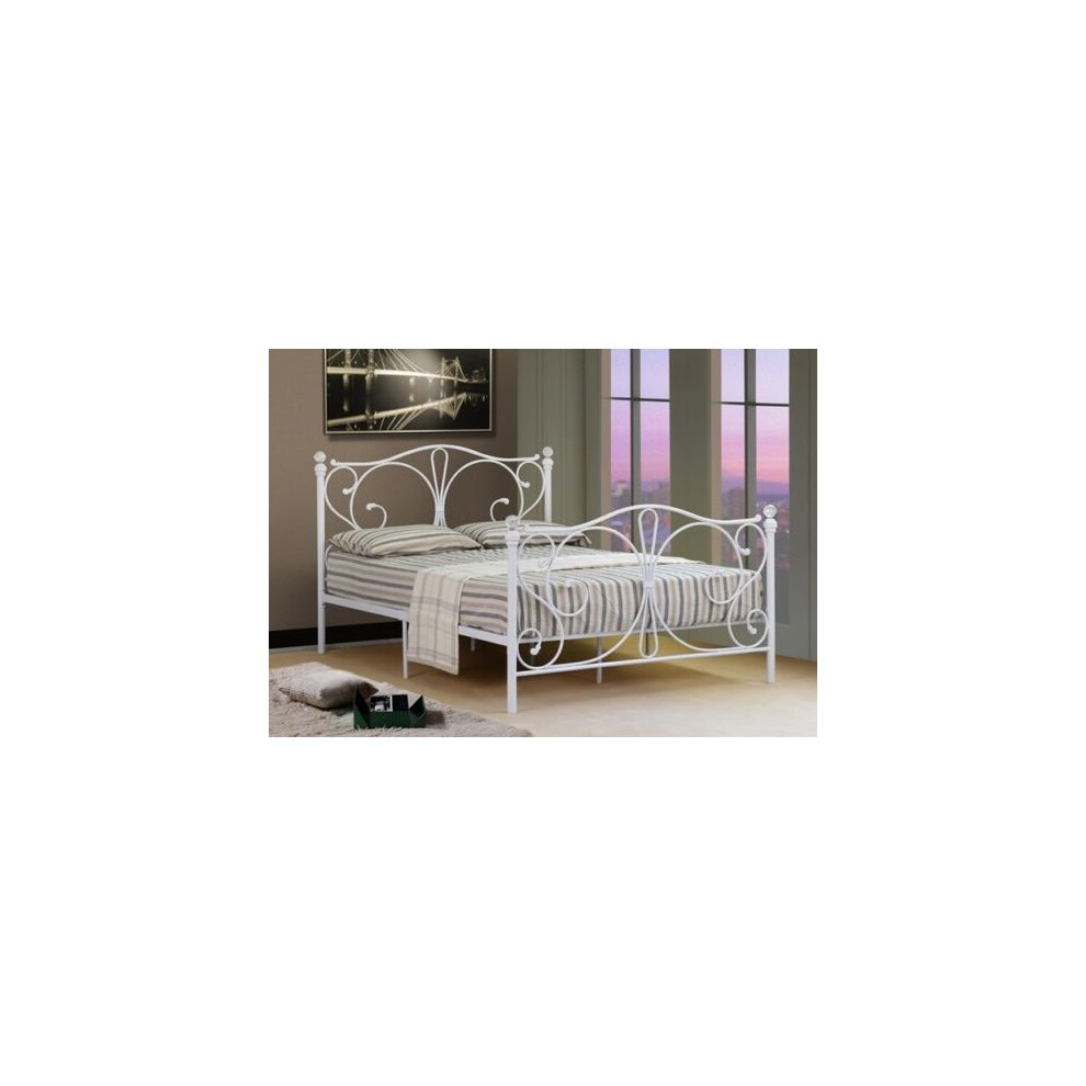 (4ft6 Double, White) Isabelle Metal Bed Frame