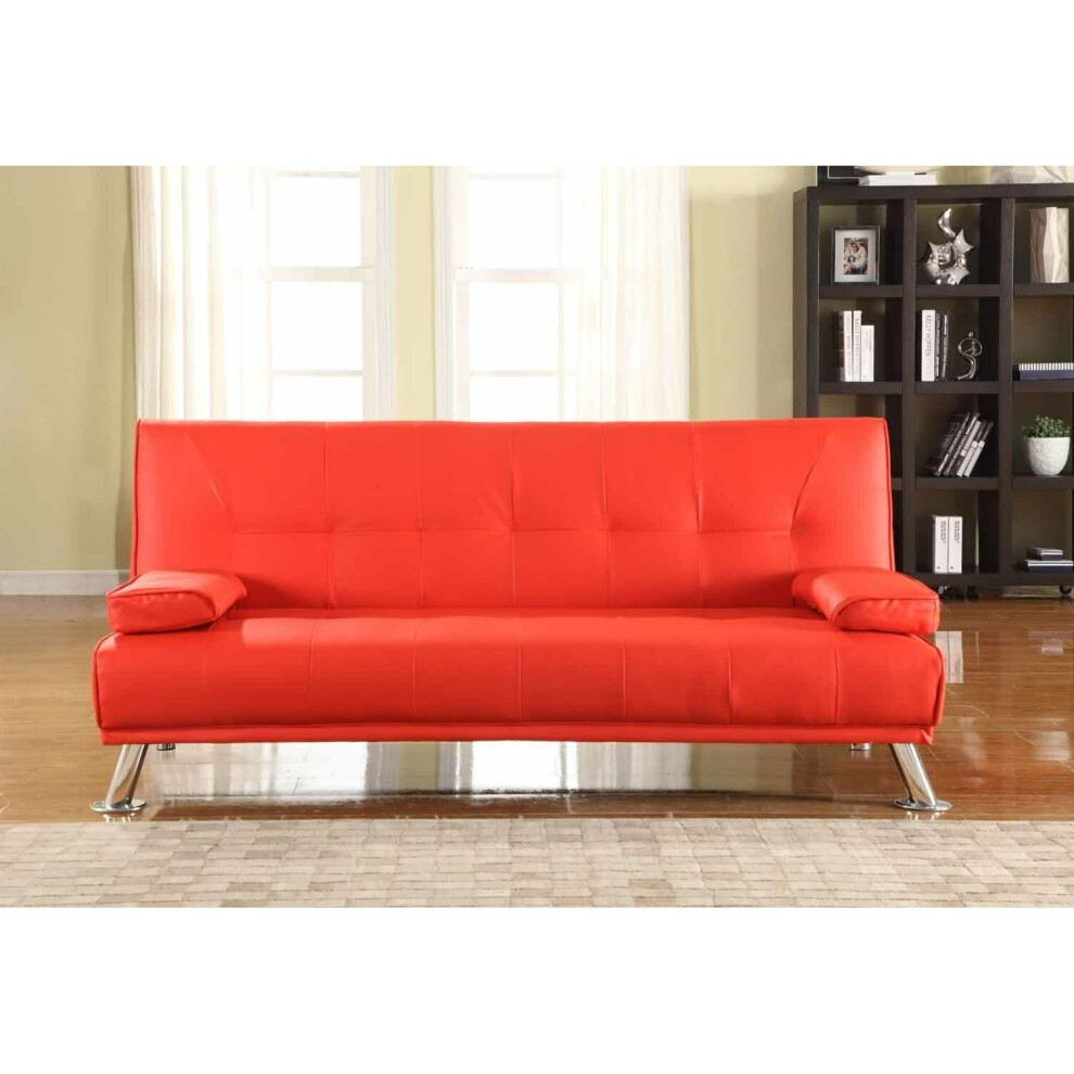 (Red) Comfy Living Cairns Italian-Style Faux Leather Sofa Bed