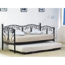 (2ft6 small single, Black) Iris Metal Day Bed With Crystal Finials with Trundle Option