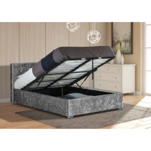 (5ft Kingsize, Silver) Comfy Living Albie Crushed Velvet Ottoman Bed Frame