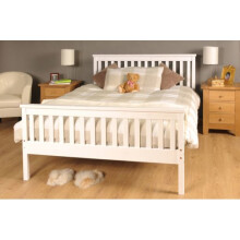(5ft Kingsize, White) Comfy Living &#039;Talsi&#039; Wooden Bed Frame