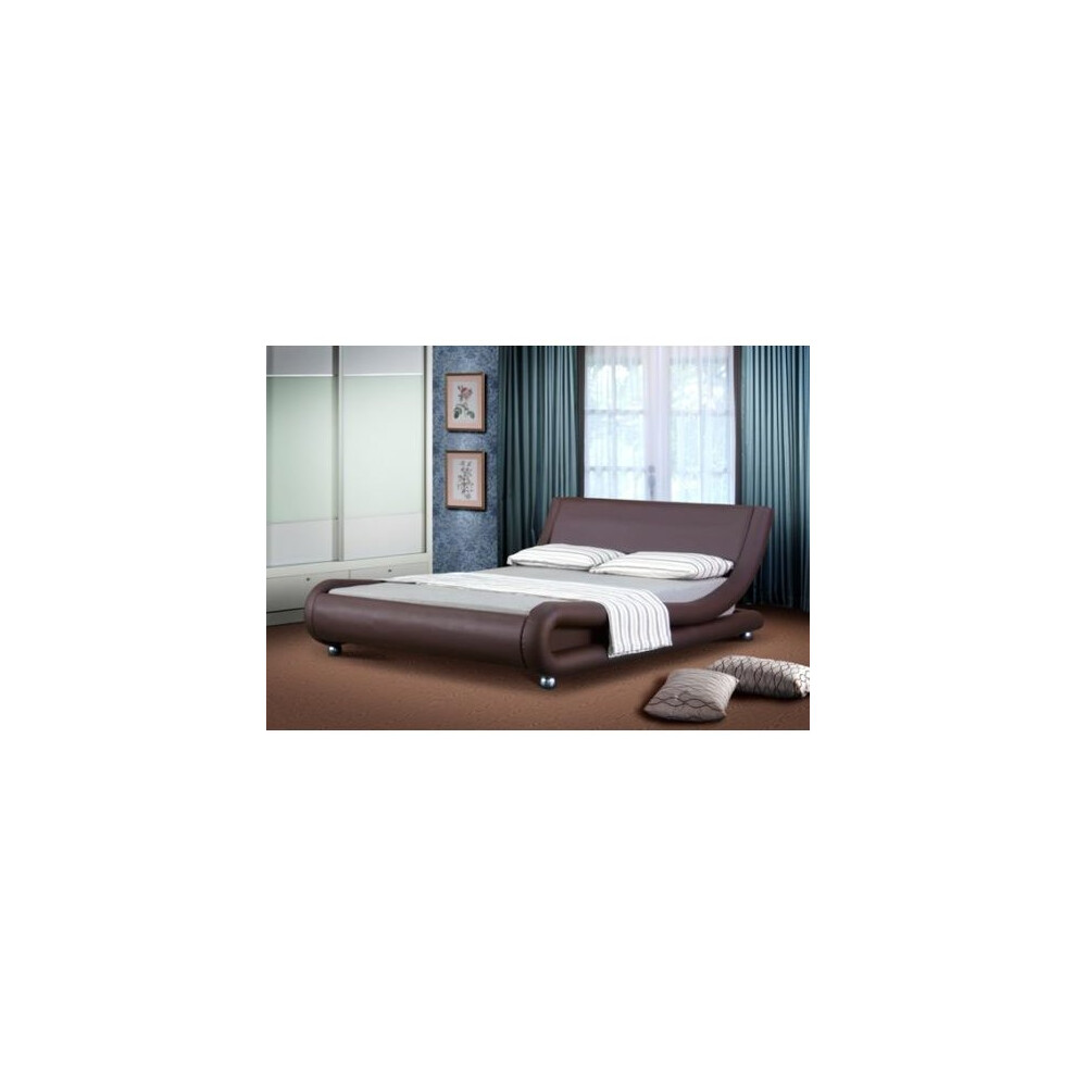 Comfy Living (5Ft Kingsize, Chocolate) Jaxon Faux Leather Bed Frame Brown