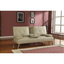 (Cream) Yamba Faux Leather Sofa Bed