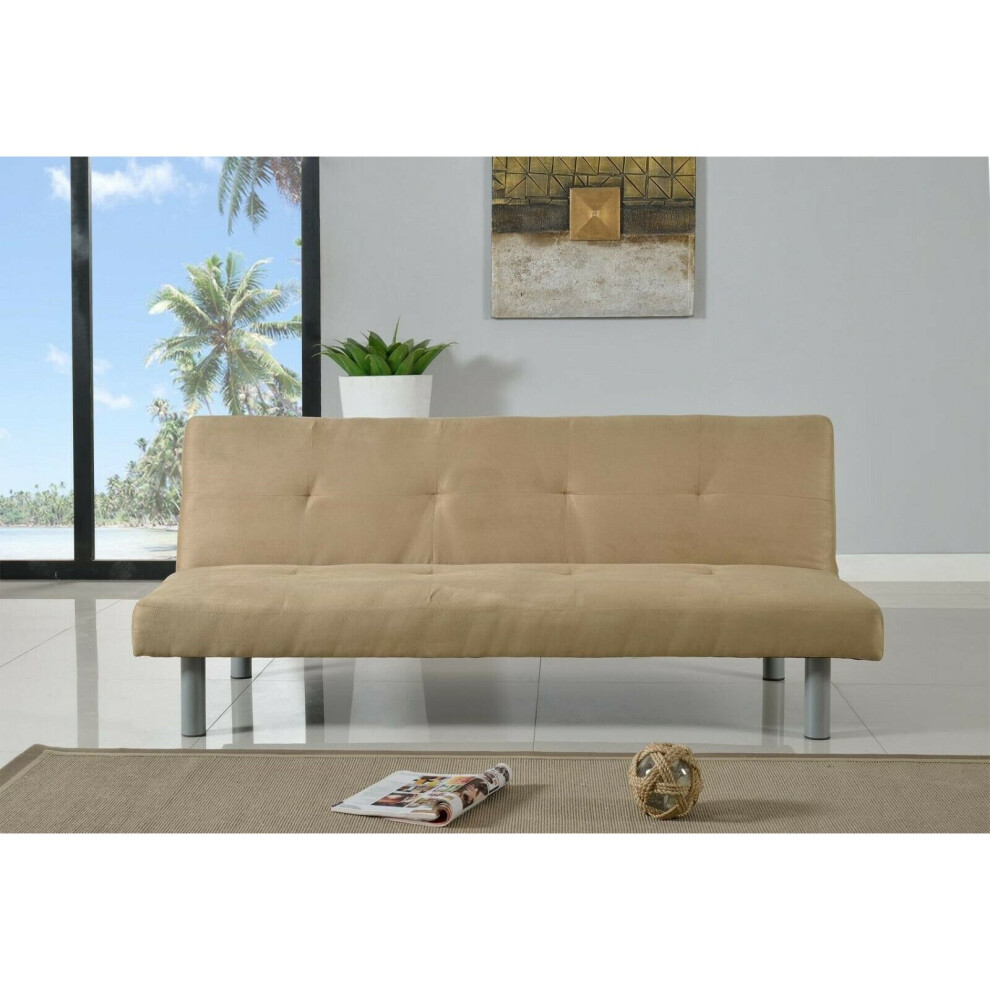 (Cream) Byron Faux Suede Sofa Bed