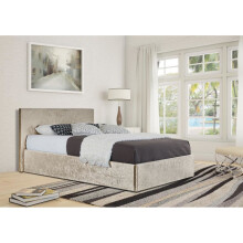 (3ft Single, Cream) Theodore Crushed Velvet Ottoman Storage Bed