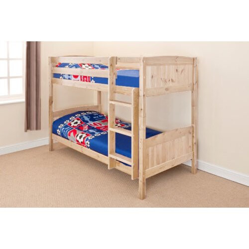 Comfy Living (Natural) Kensington Wooden Bunk Bed Frame | Solid Pine Bunk Bed