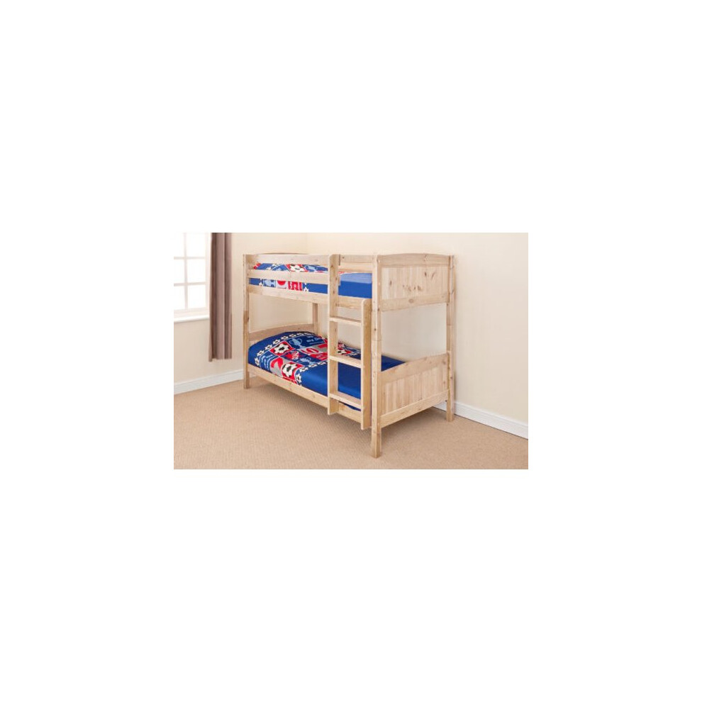 Comfy Living (Natural) Kensington Wooden Bunk Bed Frame | Solid Pine Bunk Bed