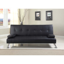 (Black) Comfy Living Cairns Italian-Style Faux Leather Sofa Bed