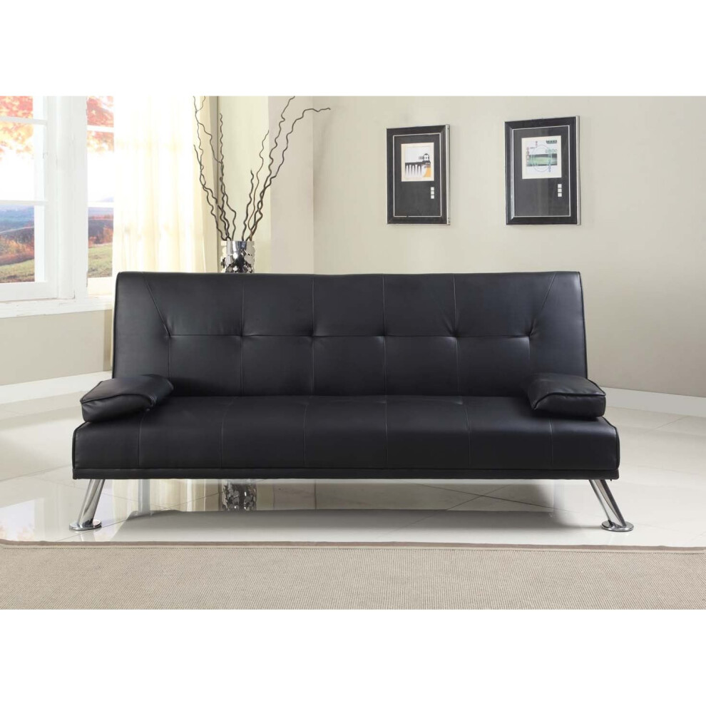 (Black) Comfy Living Cairns Italian-Style Faux Leather Sofa Bed