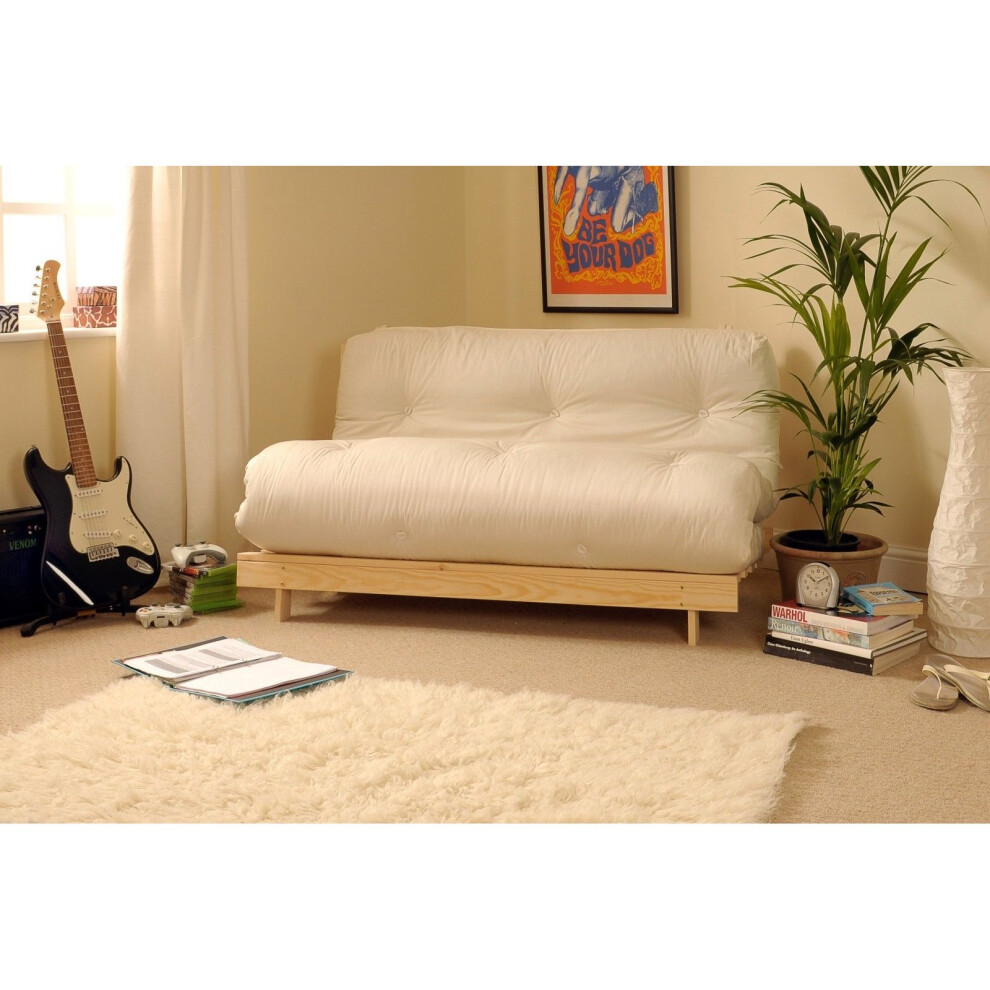 (Natural, Double) Comfy Living Albury Futon Sofa Bed