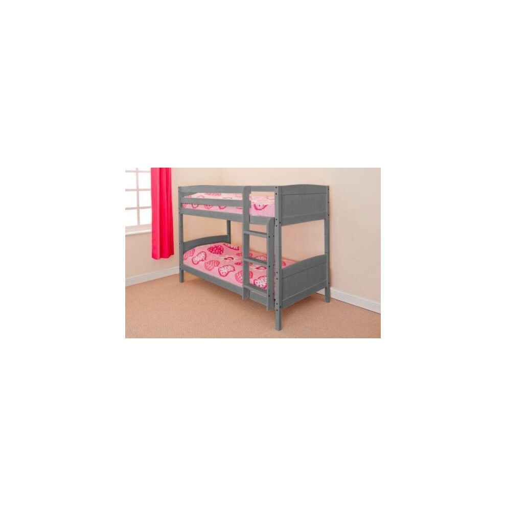 (Grey) Kensington Wooden Bunk Bed Frame | Solid Pine Bunk Bed