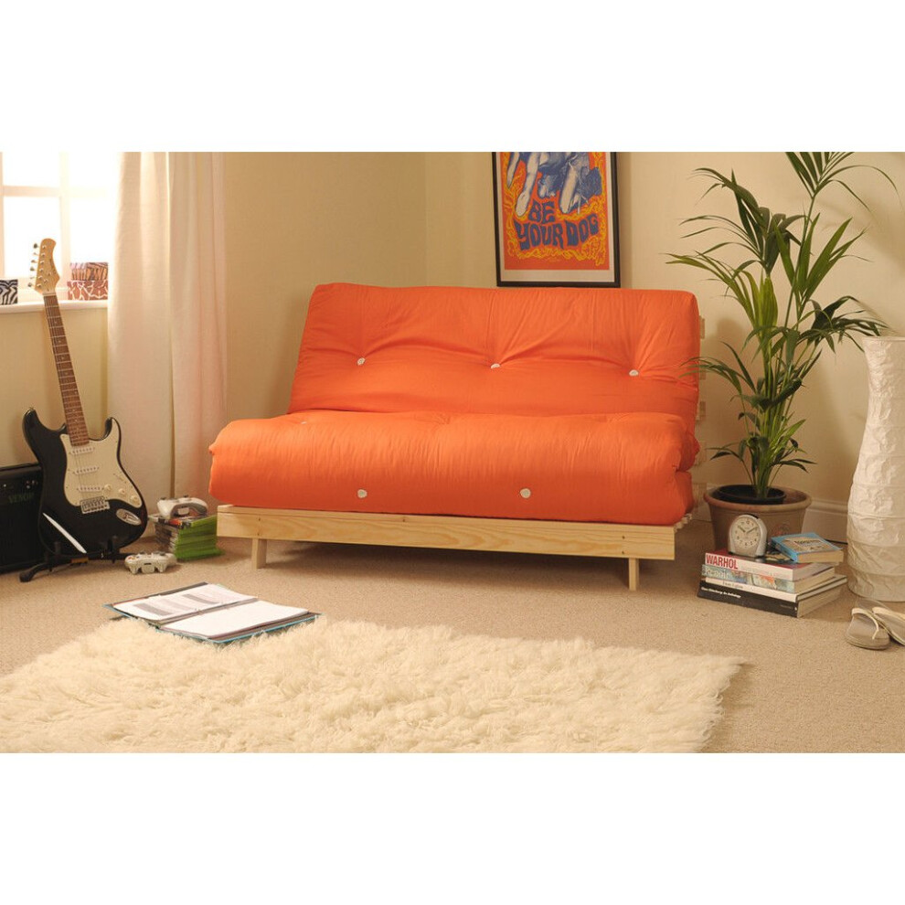 (Orange, Double) Comfy Living Albury Futon Sofa Bed