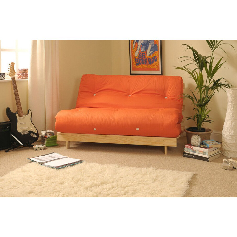 (Orange, Small Double) Comfy Living Albury Futon Sofa Bed