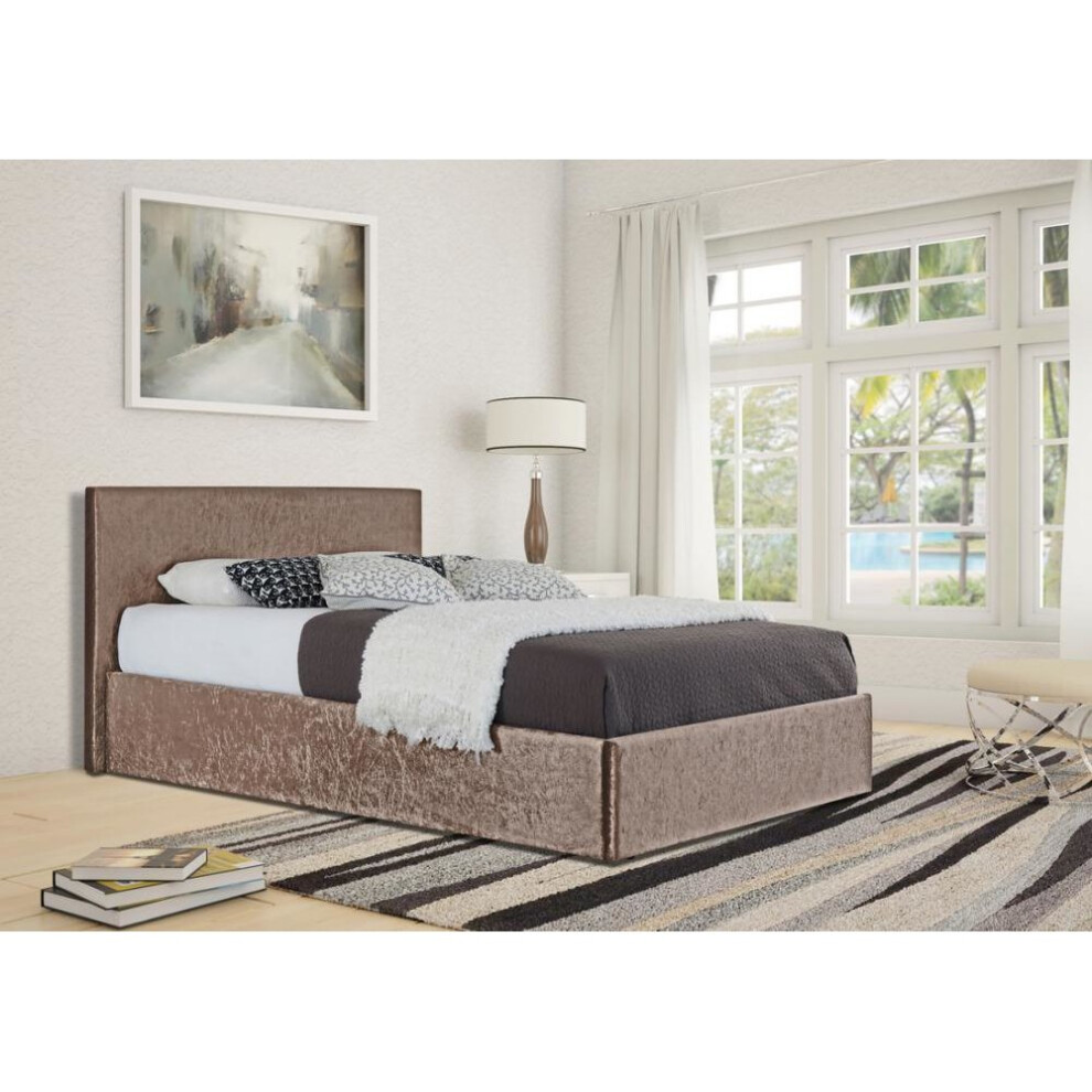 Comfy Living (5Ft Kingsize, Truffle) Theodore Crushed Velvet Ottoman Storage Bed