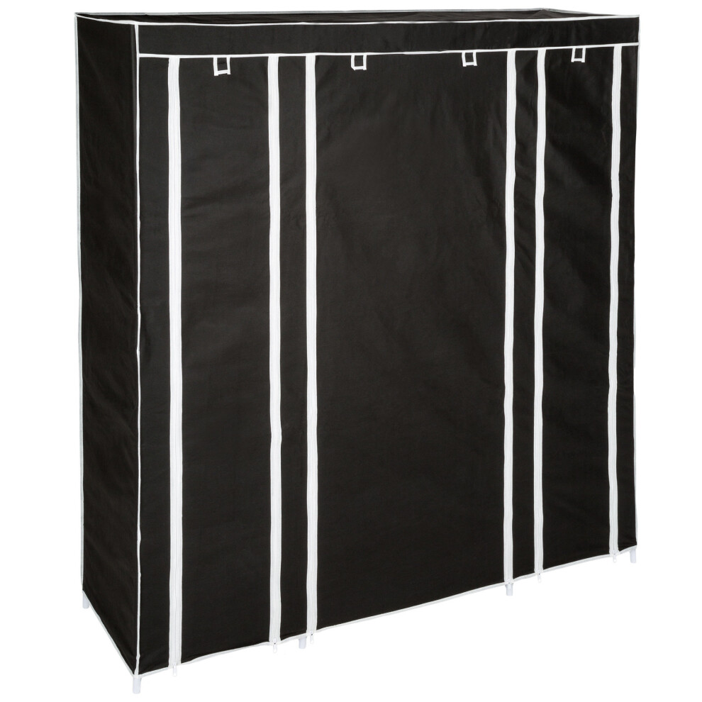 tectake Wardrobe Ameline - canvas wardrobe, kids wardrobe, wardrobe closet - black