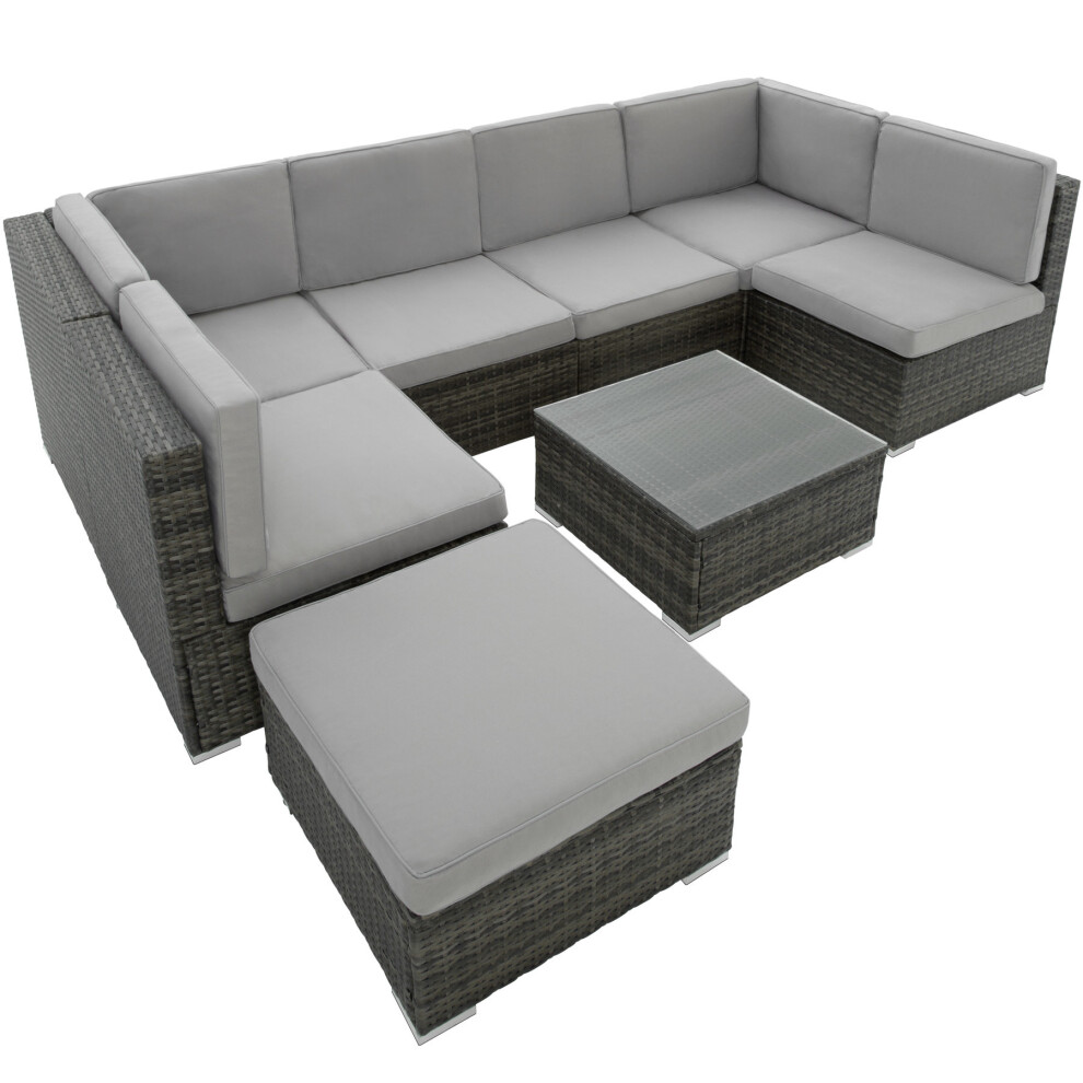 8pc Tectake Grey Venice Rattan Lounge Set | Tectake Outdoor Patio Garden Furniture