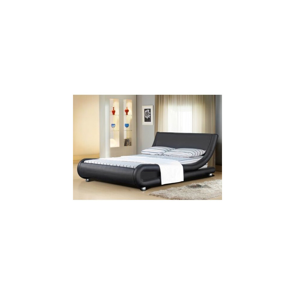 (4ft6 Double, Black) Jaxon Faux Leather Bed Frame