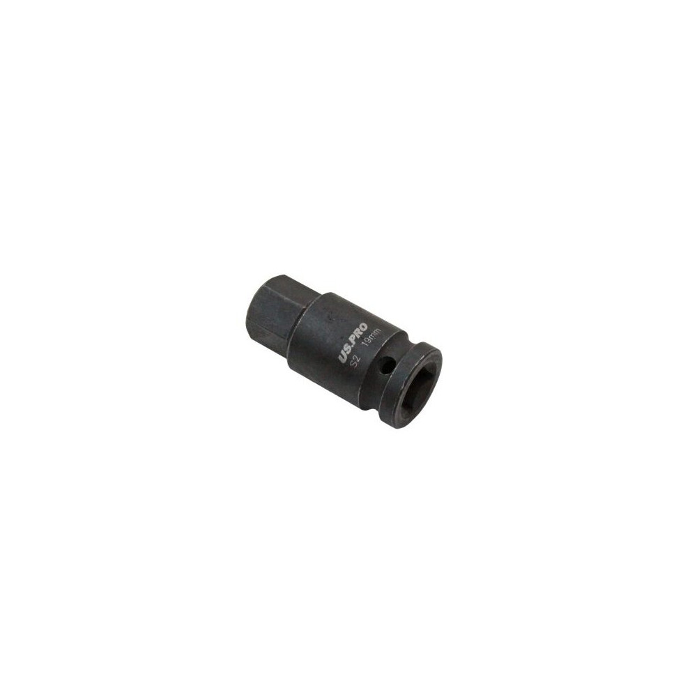 US PRO Tools 1/2" DR Impact Hex Bit Socket M19 X 55mm 3324